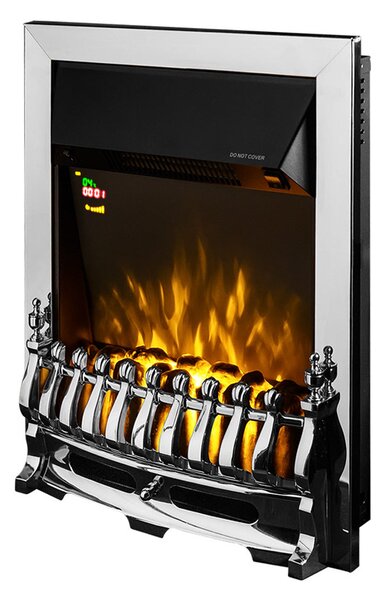 Camino Elettrico da Incasso 59,5x48,5x12 cm Effetto Fiamma 2000W Galileo silver Argento