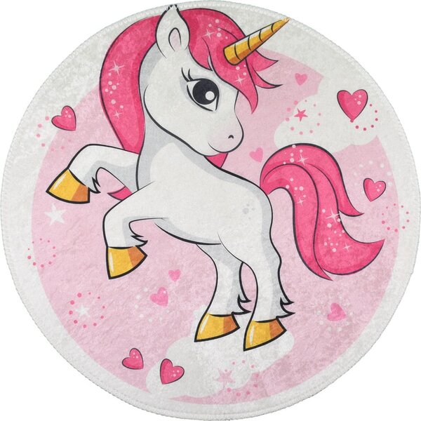 Tappeto per bambini rosa lavabile ø100 cm Pink Unicorn – Vitaus