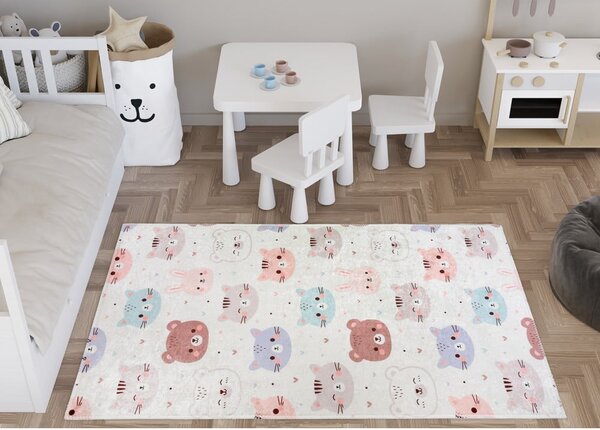 Tappeto per bambini avorio lavabile 120x180 cm Cute Animals – Vitaus