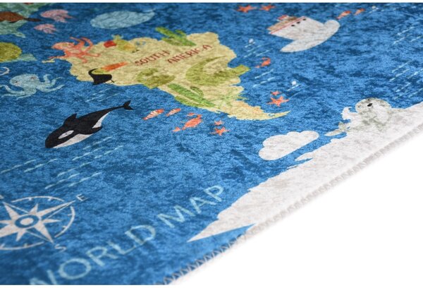 Tappeto per bambini blu lavabile 120x180 cm Animal Atlas – Vitaus