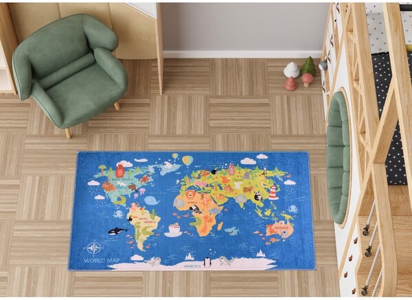 Tappeto per bambini blu lavabile 120x180 cm Animal Atlas – Vitaus