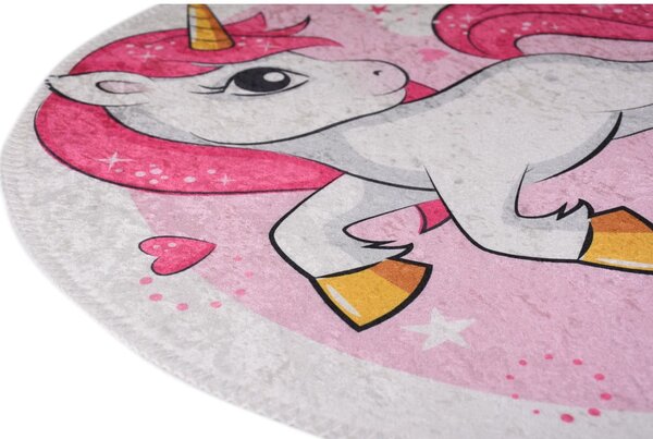 Tappeto per bambini rosa lavabile ø100 cm Pink Unicorn – Vitaus