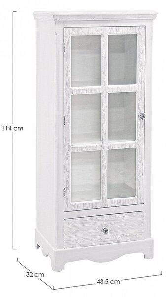 Vetrina Blanc 1 Anta 1 Cassetto H114 in Legno