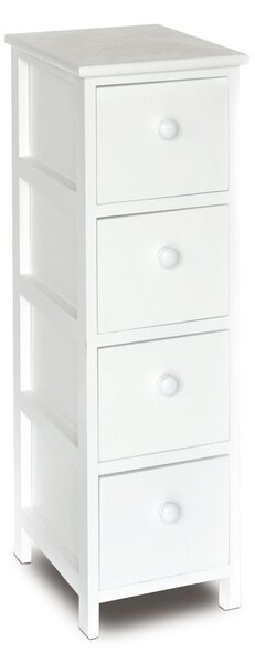 Cassetiera con 4 Cassetti in Legno Paulownia Bianco Fadi
