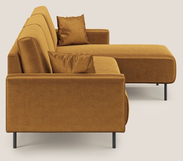 Arthur divano moderno angolare in velluto morbido impermeabile T01 oro