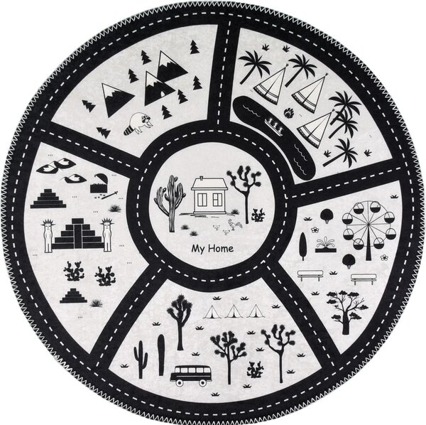 Tappeto da gioco per bambini bianco e nero lavabile ø100 cm My Home – Vitaus