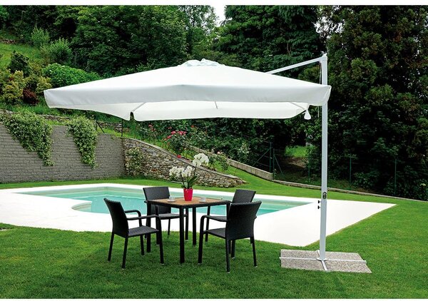 Ombrellone da Giardino Decentrato in Alluminio 3x3m con Manovella Vorghini Crank Bianco e Ecrù
