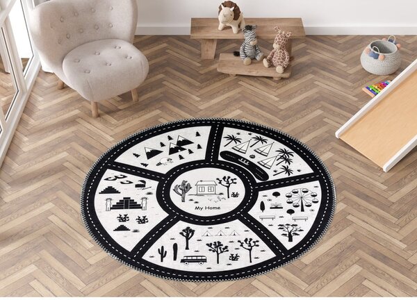 Tappeto da gioco per bambini bianco e nero lavabile ø100 cm My Home – Vitaus