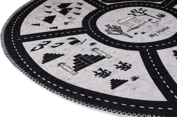 Tappeto da gioco per bambini bianco e nero lavabile ø100 cm My Home – Vitaus