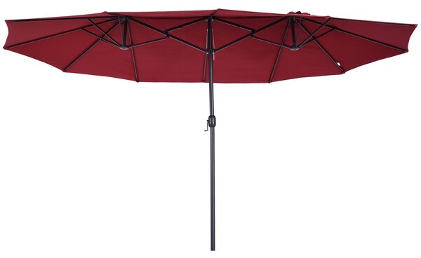 Ombrellone da Giardino Doppio 4,6x2,7m in Acciaio e Poliestere Rosso