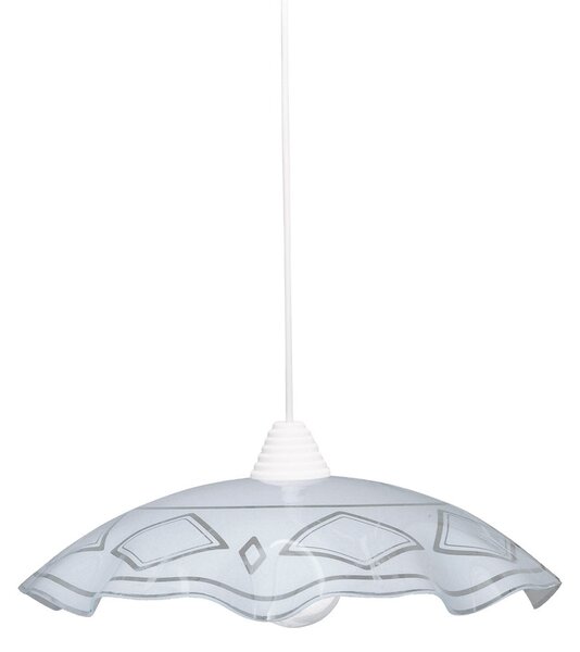 Sospensione D50 1xE27 Montatura Bianca Vetro Lastra Bianco E-Energy Brigida