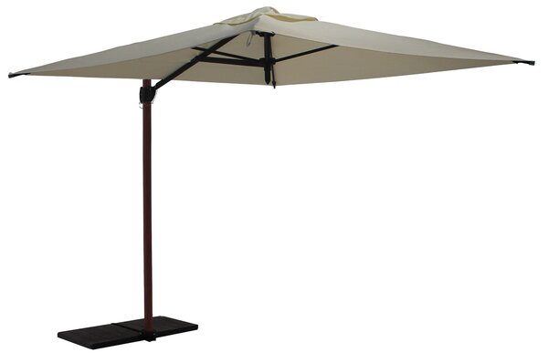 Ombrellone da Giardino Decentrato 2,5x2,5m Palo in Alluminio Effetto Legno Tessuto Poliestere Trend Wood Ecru