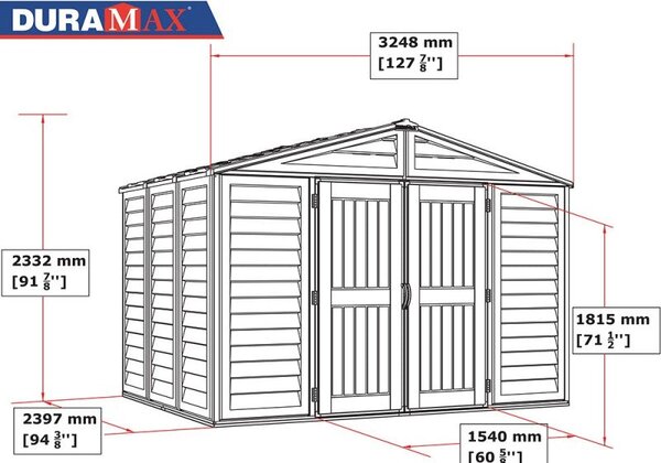 Casetta Box da Giardino 325x240x233 cm in PVC Avorio/Marrone