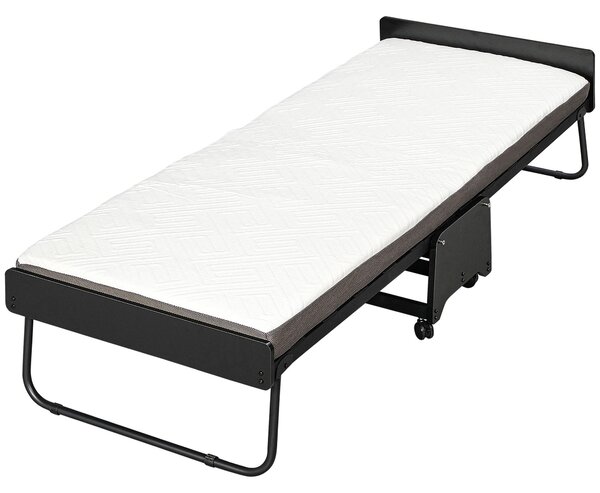 Brandina Pieghevole con Materasso H10 cm 80x200 cm Struttura in Acciaio con Ruote e Doghe
