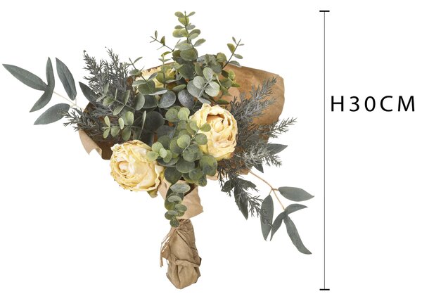 Set 2 Bouquet Artificiale Romantico con Rose Altezza 30 cm