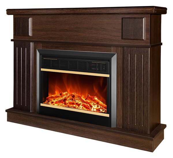 Camino Elettrico da Pavimento 95x120x30 cm Effetto Fiamma 1500W Olimpia & Mars Wenge