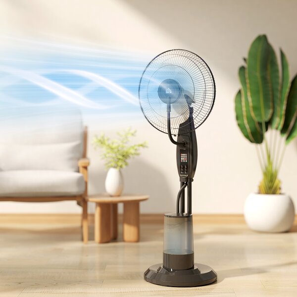 HOMCOM Ventilatore Nebulizzatore con Serbatoio 3.2L, 3 Modalità e 3 Velocità, Oscillazione 70°, Timer, Telecomando | Aosom Italy
