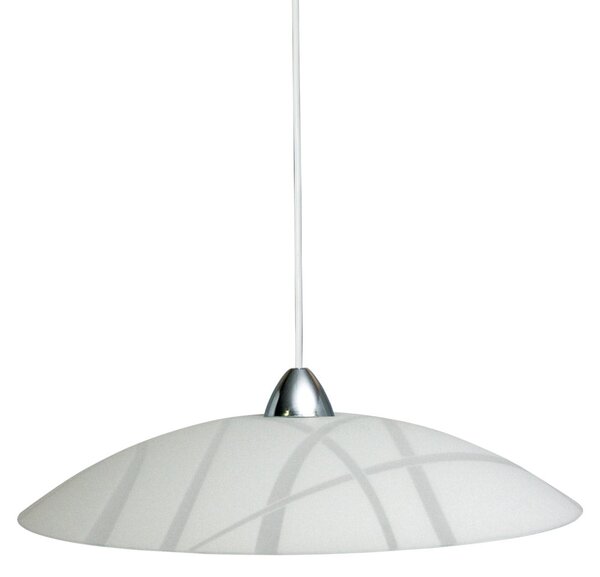 Sospensione D50 1xE27 Montatura Bianco-Cromo Vetro Lastra Bianco E-Energy Dario
