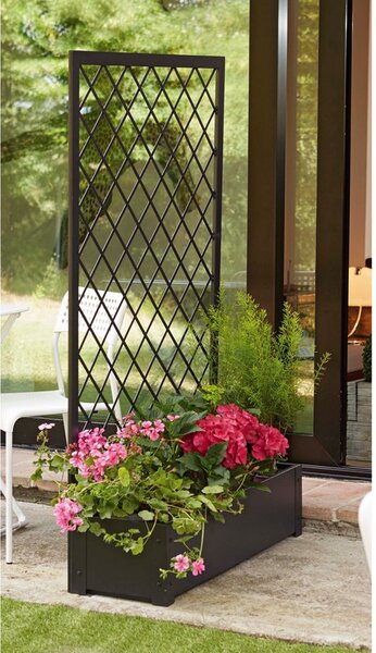 Fioriera da Giardino in Metallo con Traliccio 90x32xH150 cm Rama Antracite