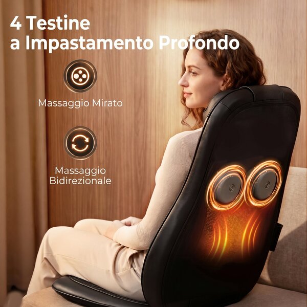 HOMCOM Sedile Massaggiante con Calore, Shiatsu e Impastamento per Schiena, Vibrazione per Fianchi e Cosce, Nero | Aosom Italy