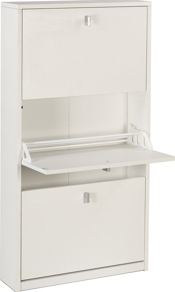 Scarpiera 3 Ante 63x117x18 cm Bianco Fiammato