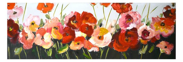 Quadro dipinto fiori cm 50x150x4