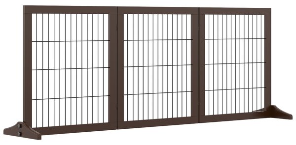 Cancelletto di Sicurezza Pieghevole per Animali Domestici 185x36x71 cm in Legno Marrone