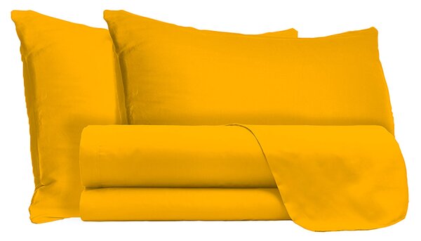 Set Lenzuola Matrimoniale Sopra Sotto e Federe Tinta Unita Giallo