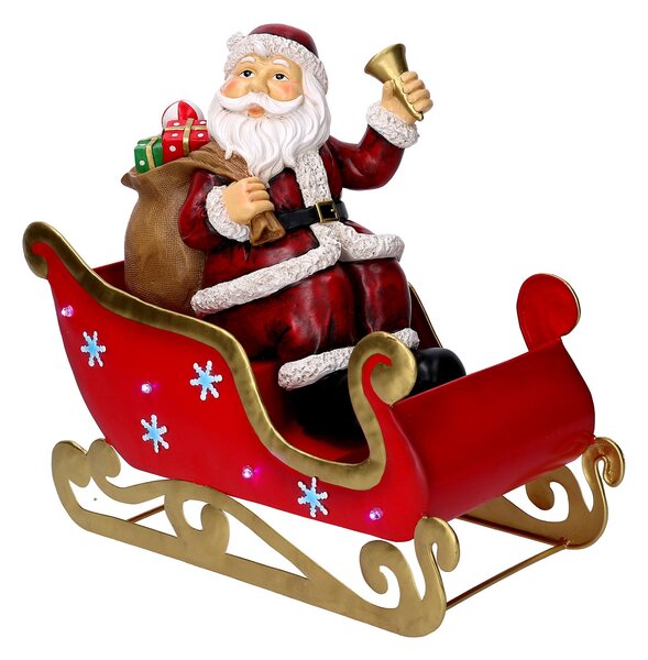 Pupazzo Babbo Natale in Metallo slitta rosso cm 32x17xh29