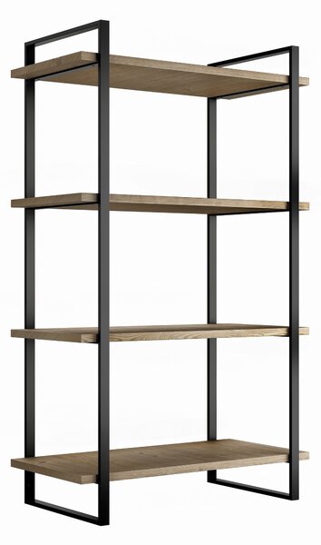 Scaffale Lader con Struttura e Ripiani H1150 Verniciato Nero Acciaio e Legno Emuca