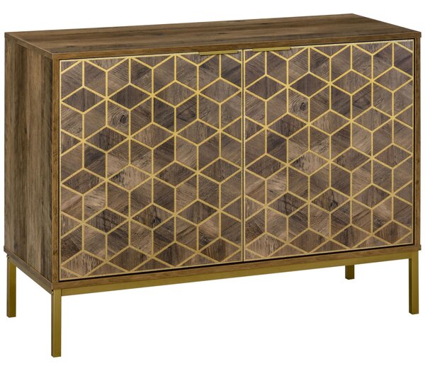 Mobile 2 Ante 99x39x75,5 cm con Decori Dorati Gambe in Acciaio