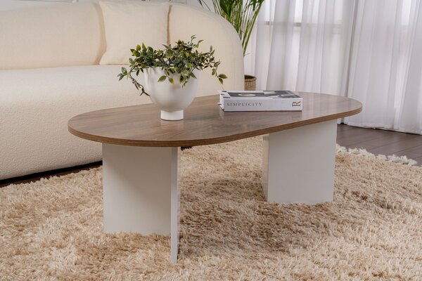 Skye Decor, Sable - Noce, Bianco, tavolini, noce, 119 x 40 x 60 cm