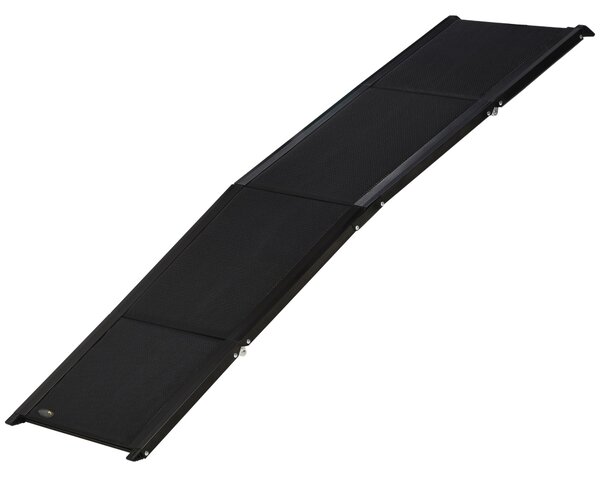Rampa per Cani Pieghevole 158x43,5x2,5 cm in MDF e Alluminio Nero