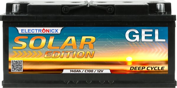 Batteria solare 12V 140Ah Electronicx Solar Edition Batteria GEL, batteria solare, batteria di riserva per impianti solari, casetta da giardino