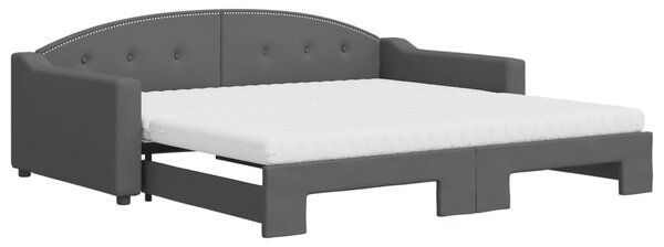 VidaXL Divano letto estraibile con materasso Grigio scuro 100x200 cm Tessuto