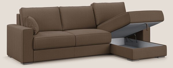 Dream Divano letto angolare in tessuto smacchiabile T05 marrone