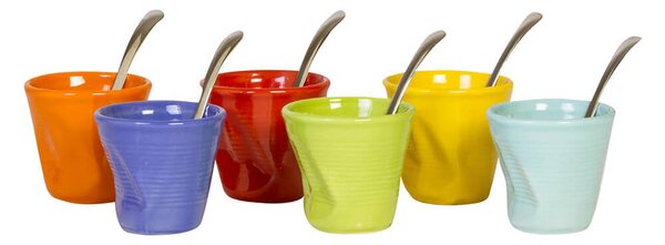 Set 6 Tazzine da caffè Accartocciati in Gres + Cucchiaini Kaleidos Multicolor
