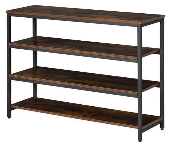 Scaffale 4 Ripiani 100x30x72 cm in Metallo e Legno Marrone Rustico