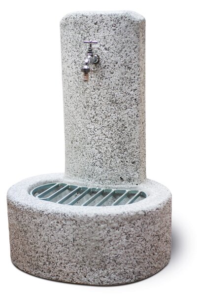 Fontana da Giardino Senza Rubinetto in Cemento Granulato di Marmo Biella Bianco/Nero