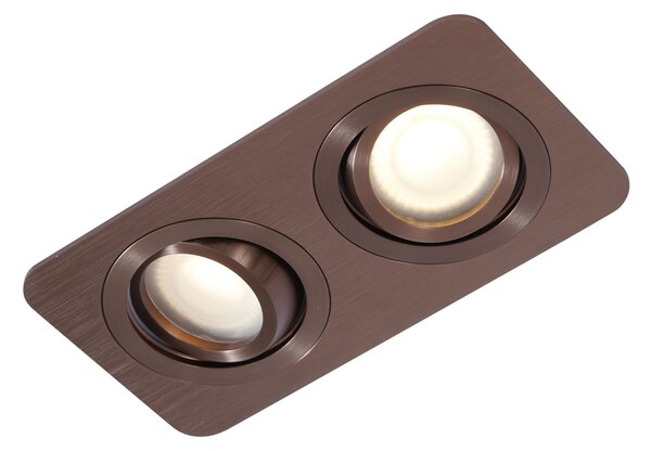 Set di 6 faretti da incasso arrotondati bronzo scuro GU10 50mm orientabili e inclinabili IP44 2 luci - Alberto