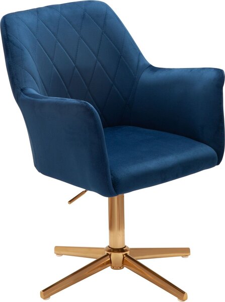 Sedia da scrittura design in velluto blu scuro sedia girevole con schienale | Wohnling