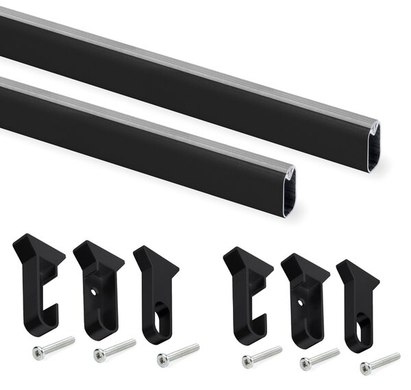 Set 2 Barre Appendiabiti per Armadio 115 cm in Alluminio Emuca Nero