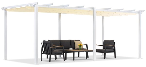 Pergola da terrazzo Barbados 3x6 m Garden Point bianco e beige