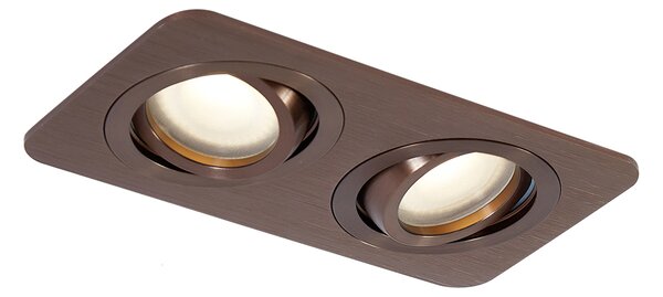 Faretto da incasso rotondo bronzo scuro GU10 50mm orientabile e inclinabile IP44 2 luci - Alberto