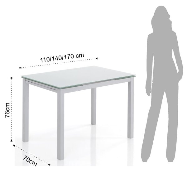 Tavolo da pranzo pieghevole con piano in vetro 70x110 cm Fast - Tomasucci