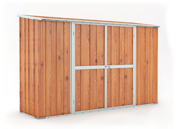 Casetta Box da Giardino in Lamiera di Acciaio Porta Utensili 307x100x192 cm Enaudi Legno