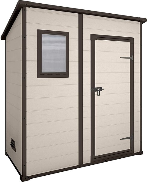 Casetta da Giardino Porta Attrezzi 183,5x111x200,5 cmin Resina Effetto Legno Keter Manor Pent 6x4 Beige