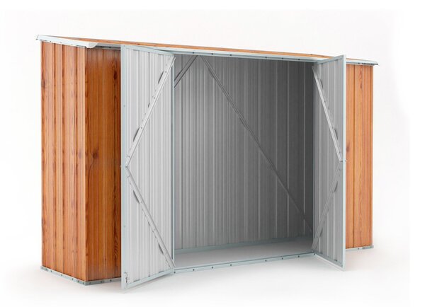 Casetta Box da Giardino in Lamiera di Acciaio Porta Utensili 307x100x192 cm Enaudi Legno