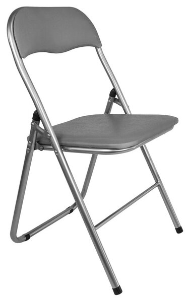 Set 6 Sedie Pieghevoli 45x45x45/80 cm in Acciaio e PVC Imbottito Grigia