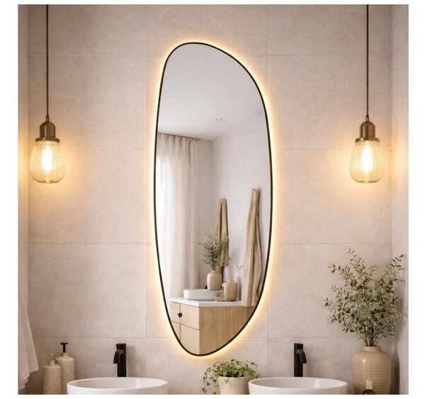 Baltica Design-LED Specchio con illuminazione integrata STONE FLUID 15W/230V 2700K 155x50 cm IP65 nero
